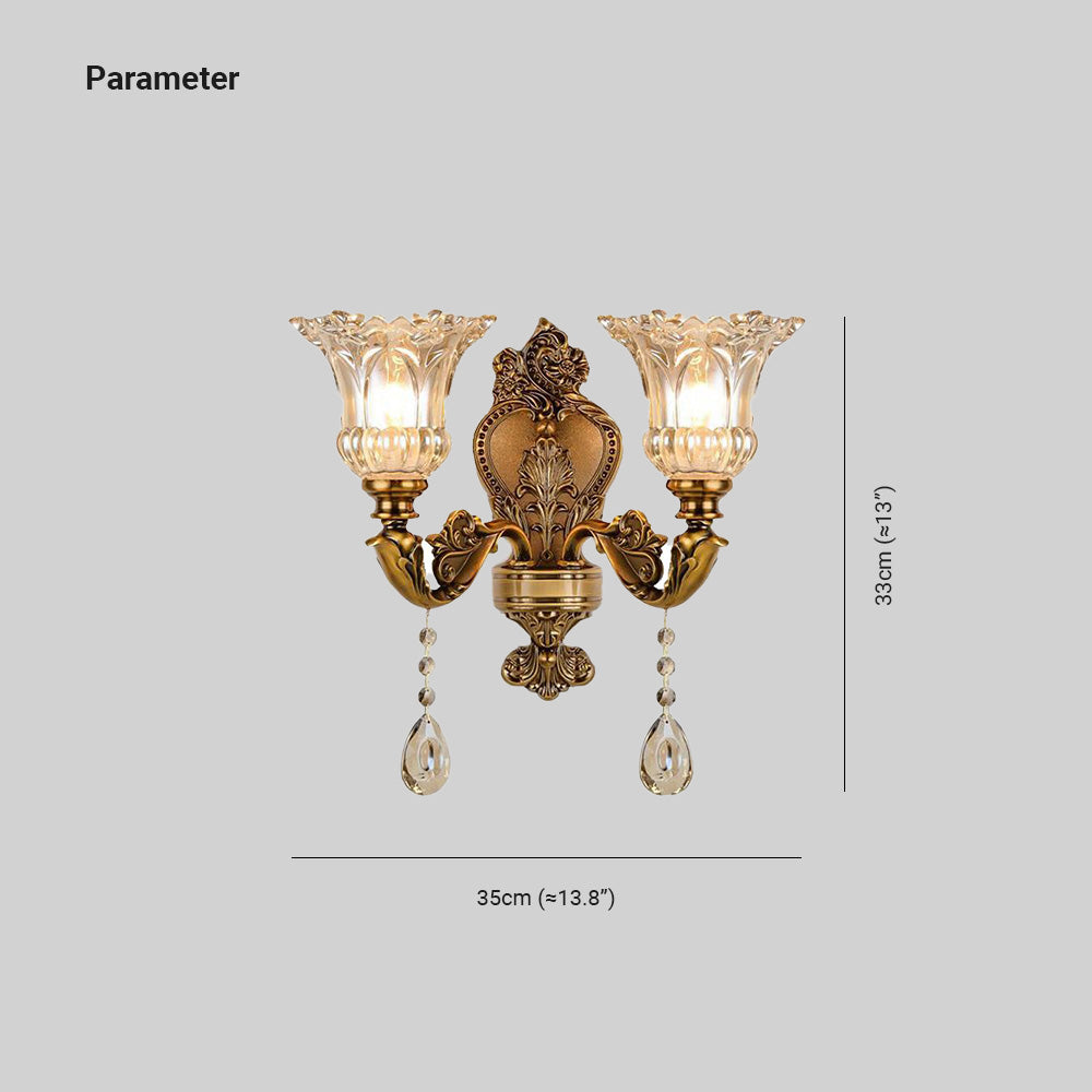 Ray Vintage Flor Metal/Vidrio Aplique de Pared Cobre