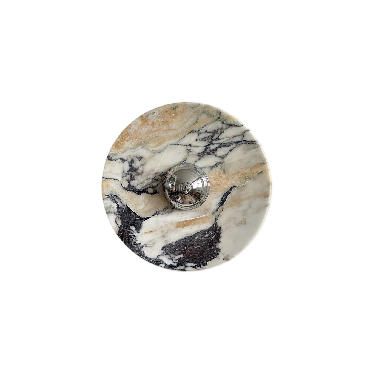 Zeno Modern Minimalist Round Chrome Marble Metal Wall Sconce - Lamp Copper