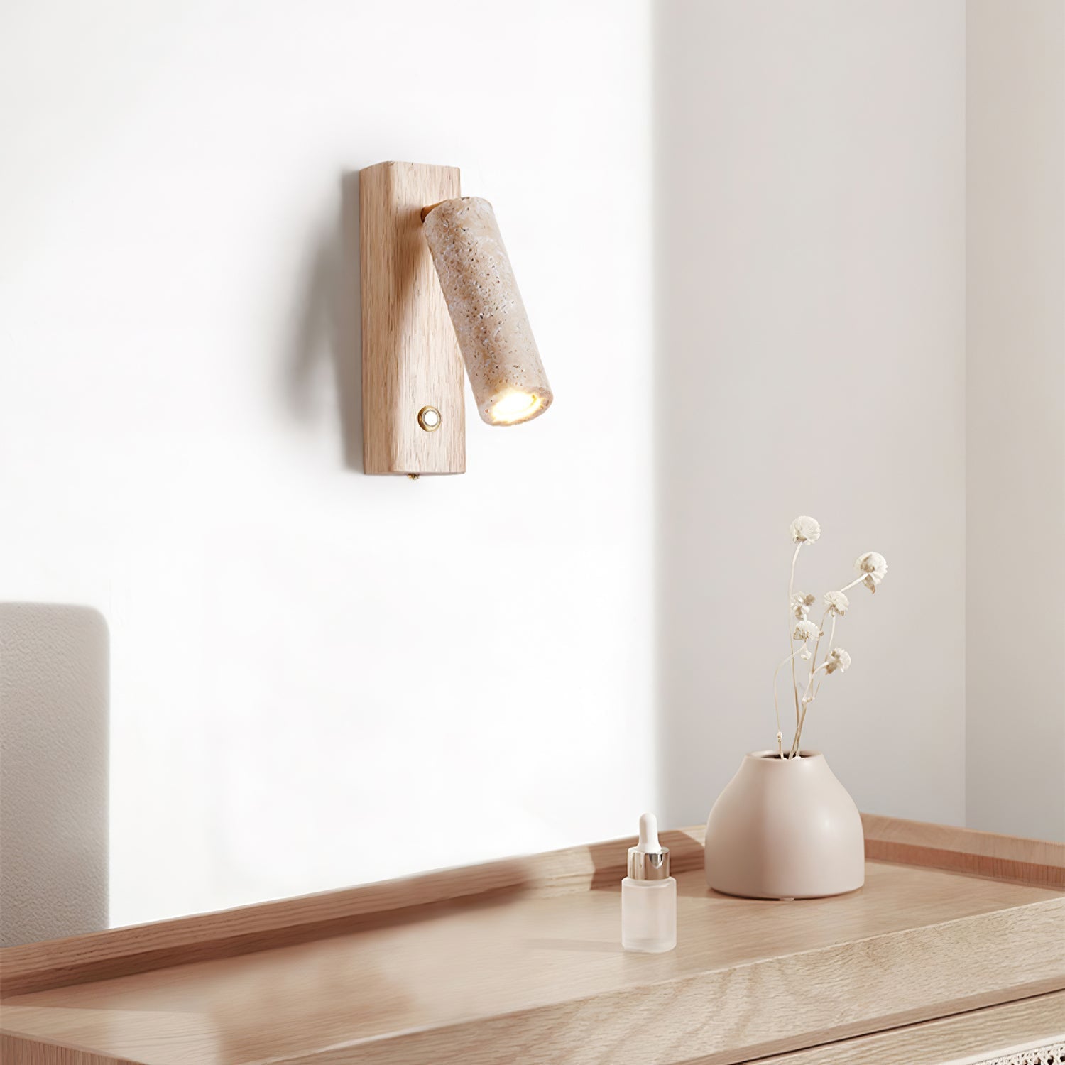 Ornoria Cylindrical Travertine Wall Light SpotLight - Letslighting
