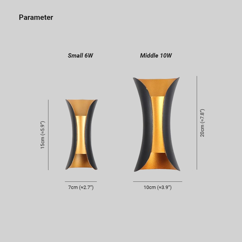 Ray Moderna Foco Metal Aplique de Pared Exterior Blanca/Negra