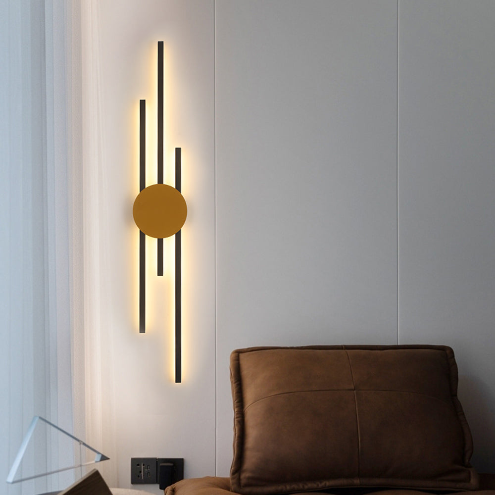 Arisha Moderno Lineal Metal/Acrílico LED Aplique de Pared Negro/Dorado