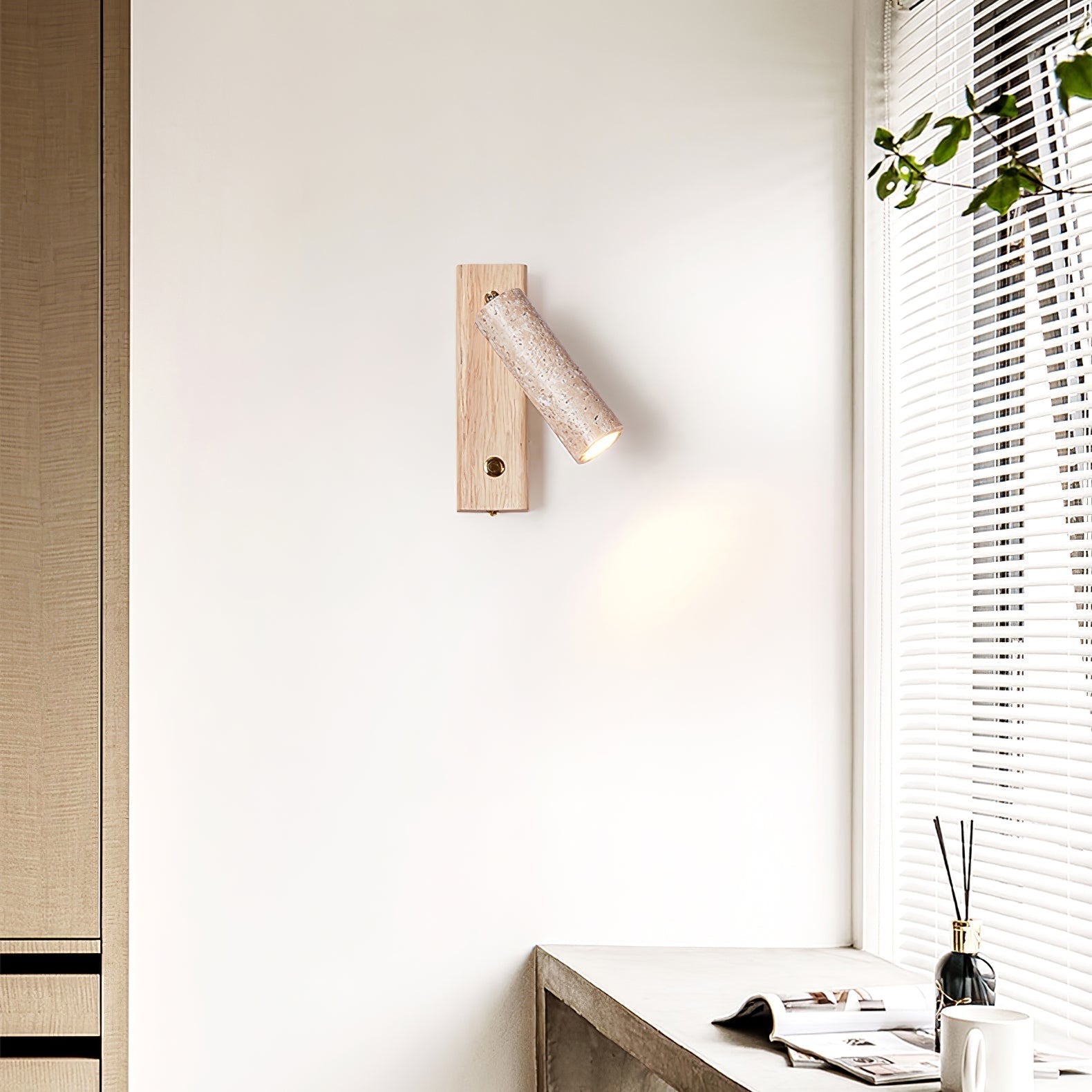 Ornoria Cylindrical Travertine Wall Light SpotLight - Letslighting