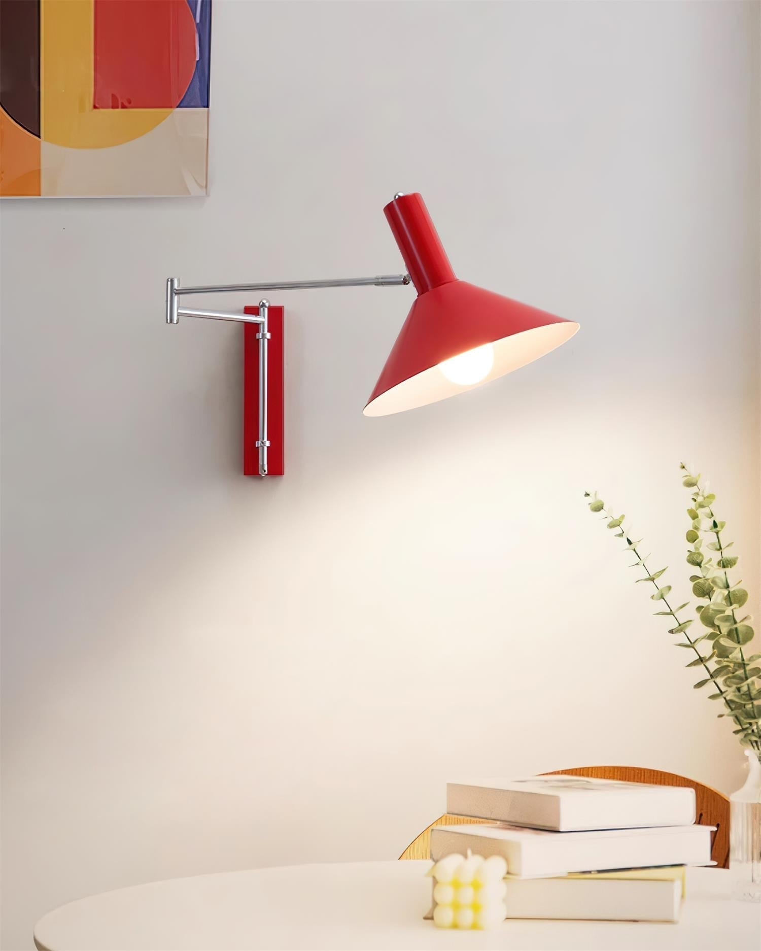 Wall Lamp Modern Adjustable Metal Arm Red Shade Reading Light - Letslighting